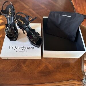 Ysl patent black tribute heels size 39